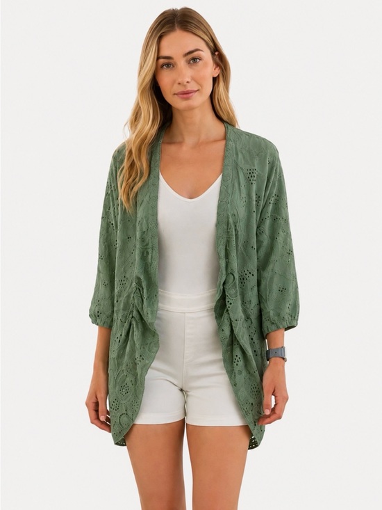 Sundance Jackets & Blazers - Sundance Moonlight Eyelet Jacket in Sage Green womens size Medium